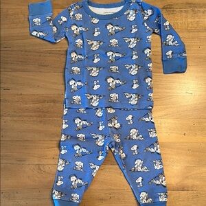 Janie and Jack Blue Pajama Set with Snoopy Print